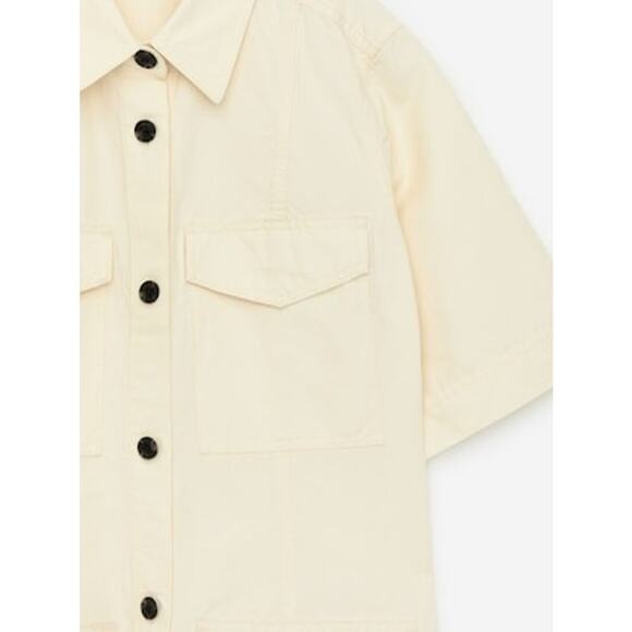 Arket Shirt Dress Linen Cotton Butter Yellow Sz M Utility Minimalist Scandi - Picture 2 of 9